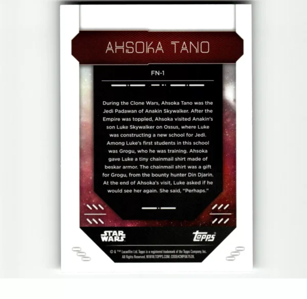 FN-1 Ahsoka Tano 2023 Topps Star Wars Finest - Card Back